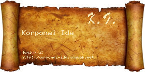 Korponai Ida névjegykártya